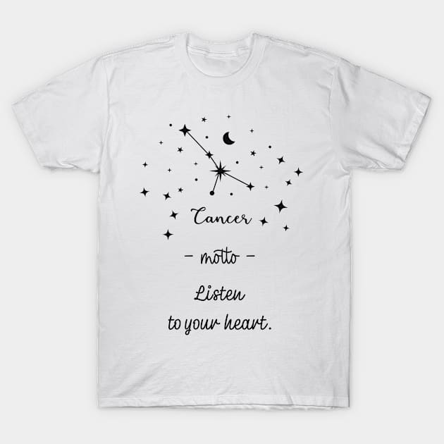 Key phrases of the zodiac signs: Cancer T-Shirt by Ludilac